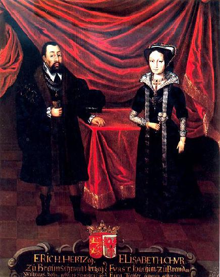 unknow artist Eric I, Duke of Brunswick-Luneburg, with his second wife, Elizabeth of Brandenburg, around 1530 oil painting picture